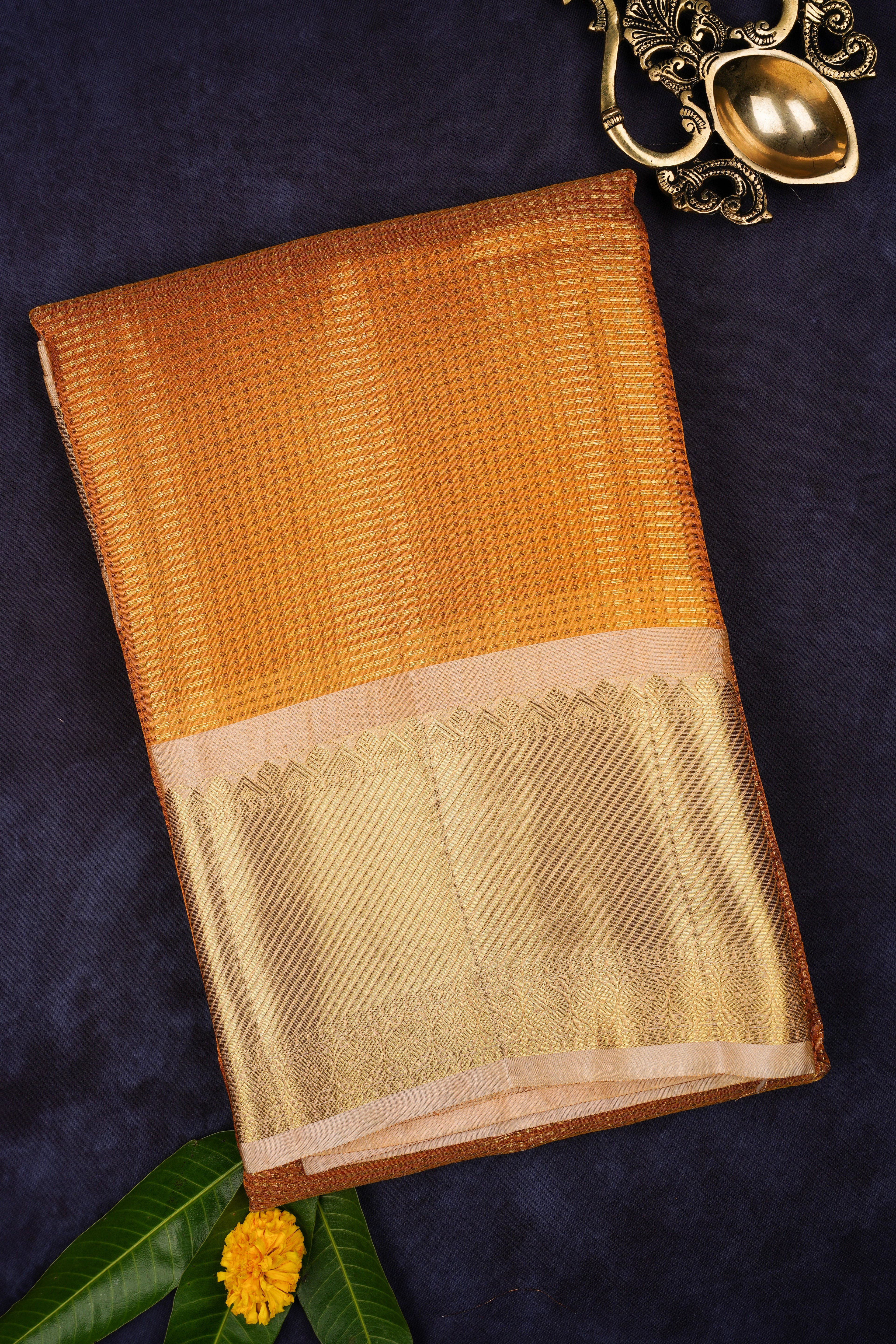 Mango yellow semi zari kota saree