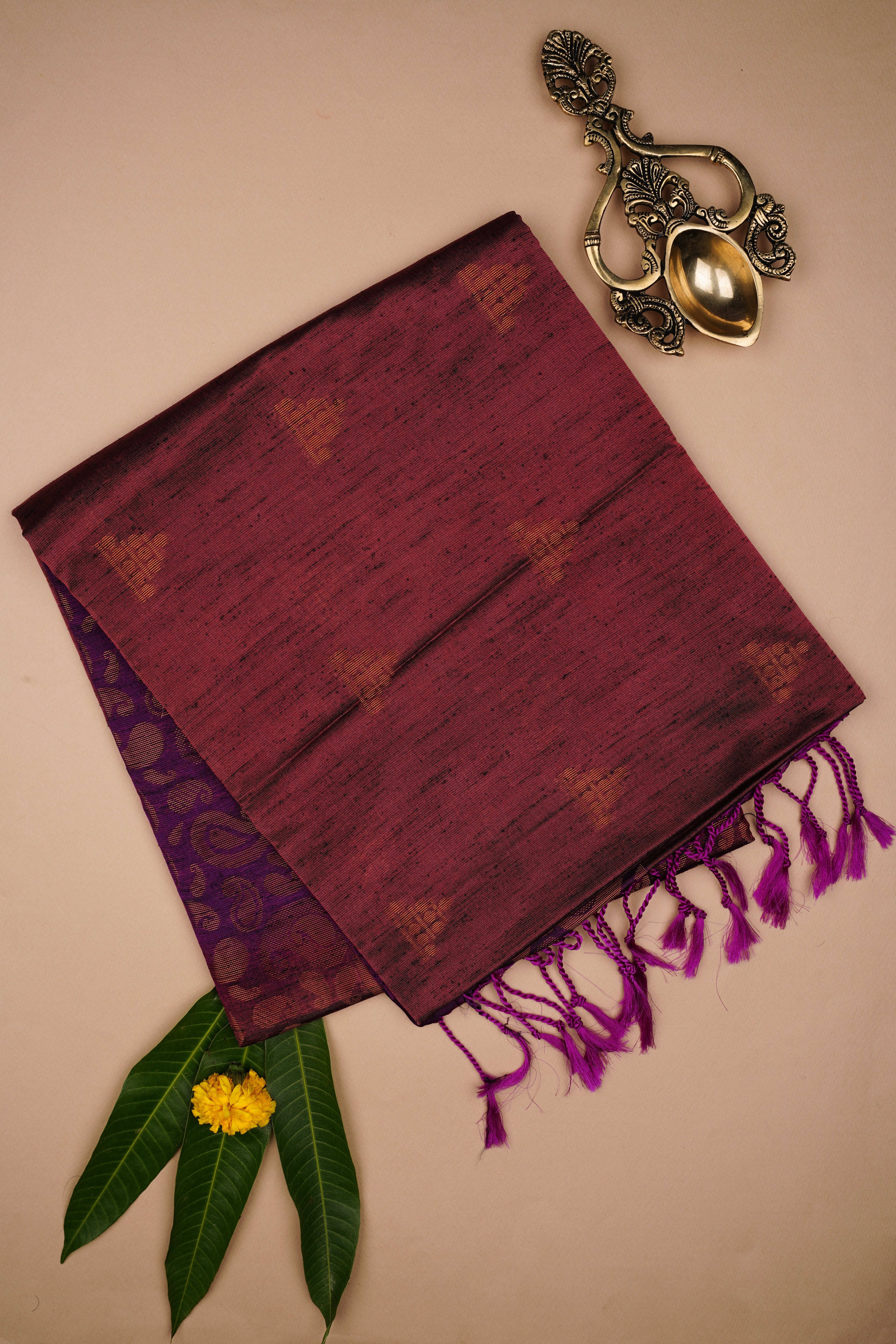 Brown and Purple soft silk saree