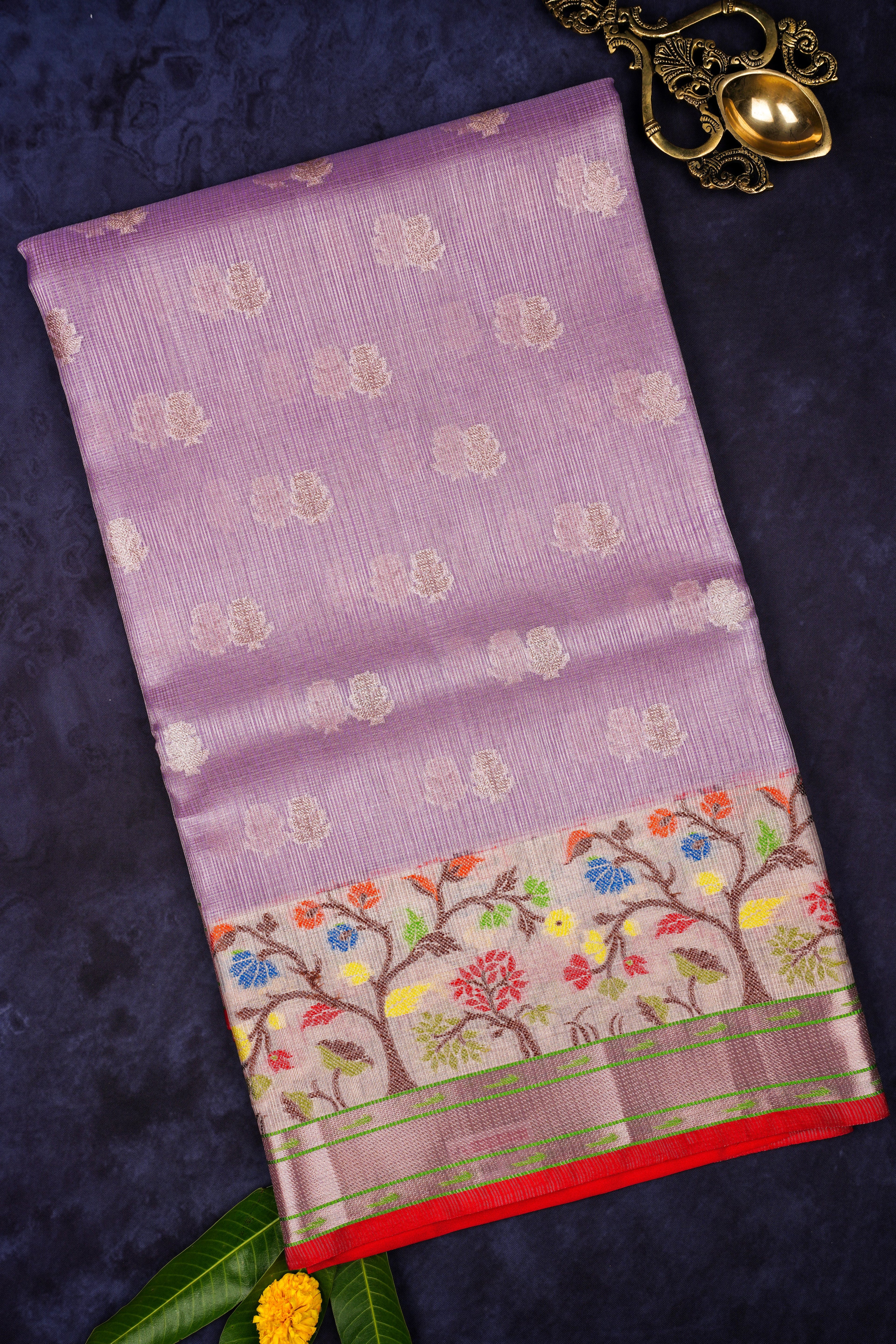 Lavendar semi tissue kota saree