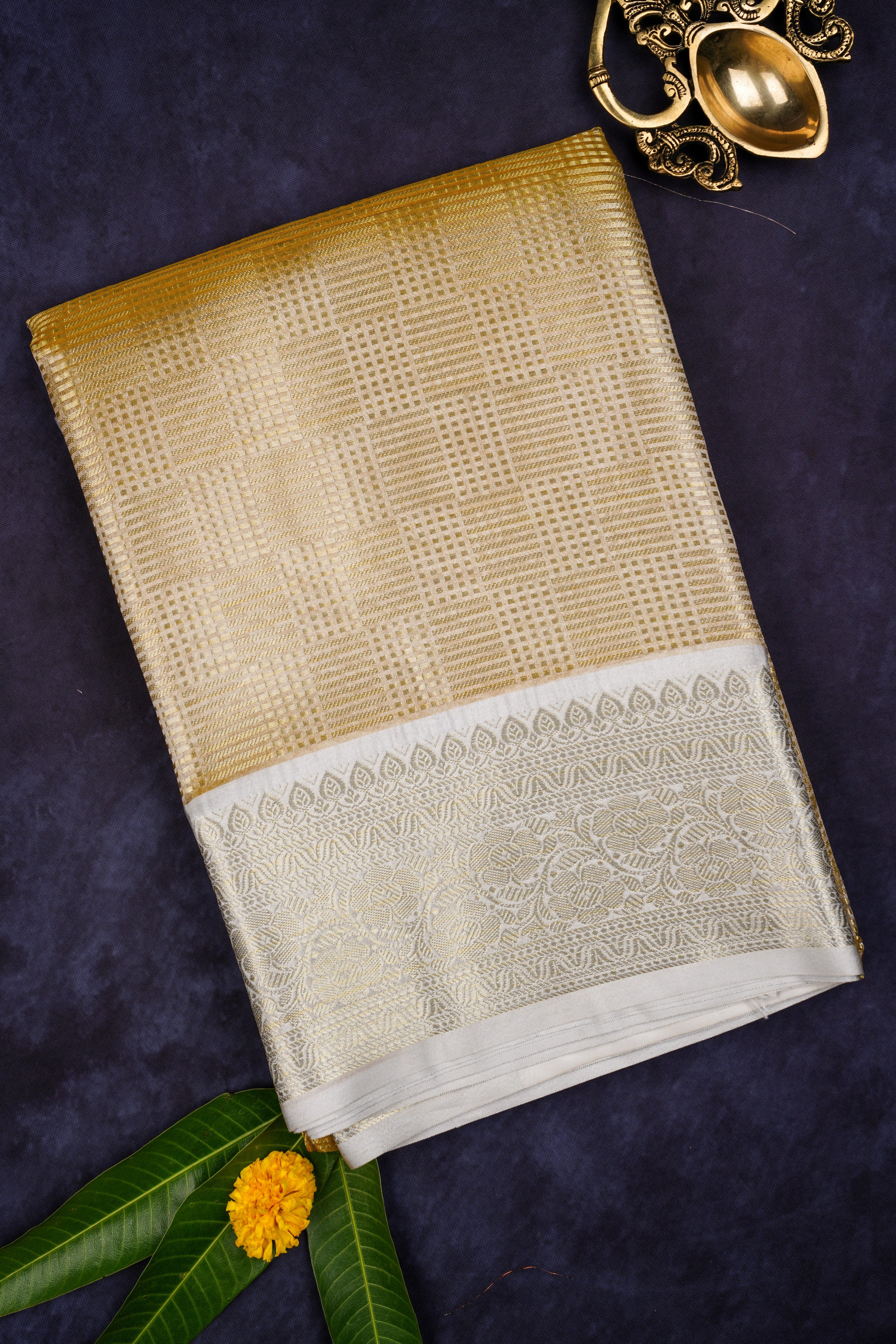 Dull gold semi zari kota saree