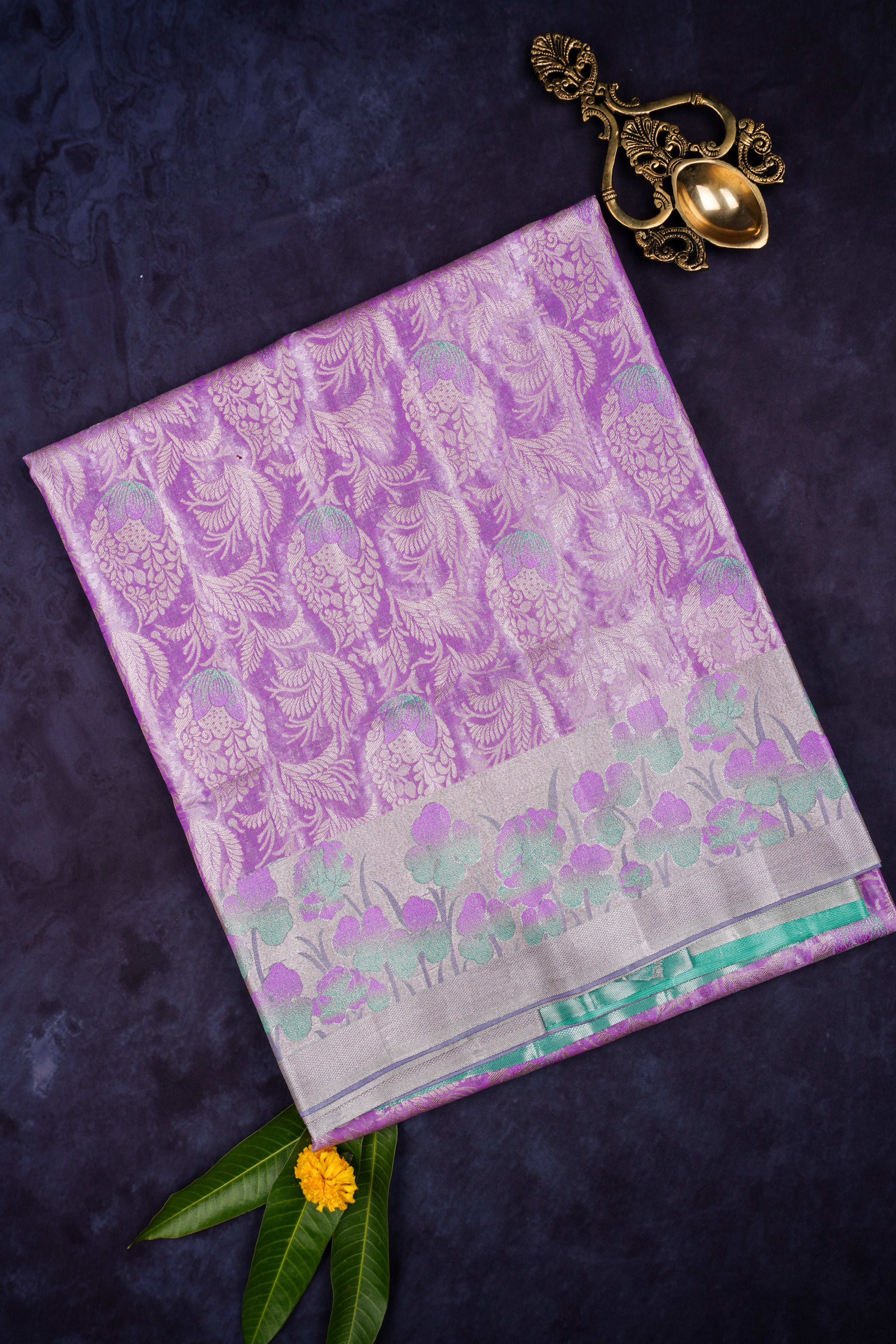 Lavendar Brocade semi tissue silk