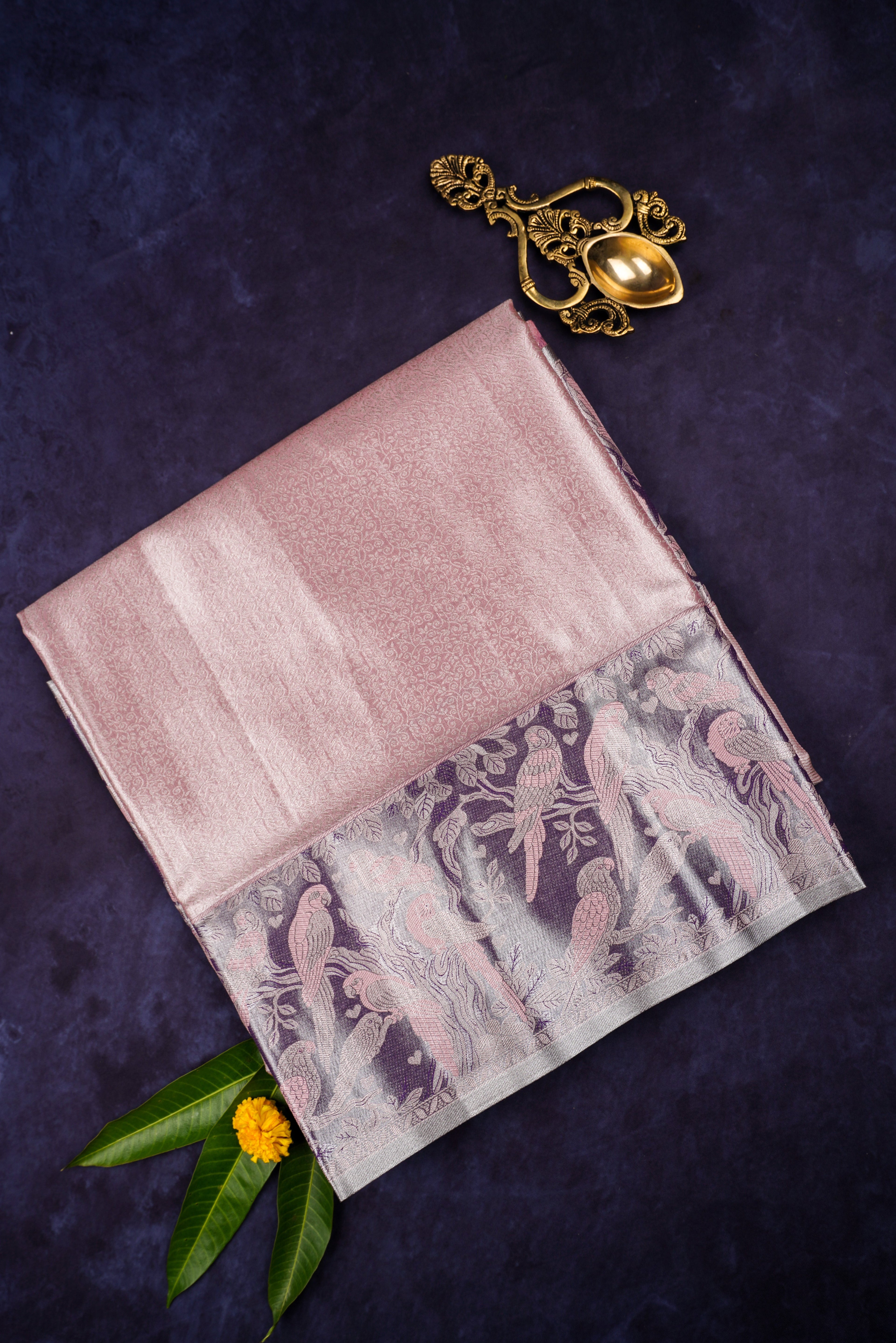 Deep Purple and blue oft silk saree