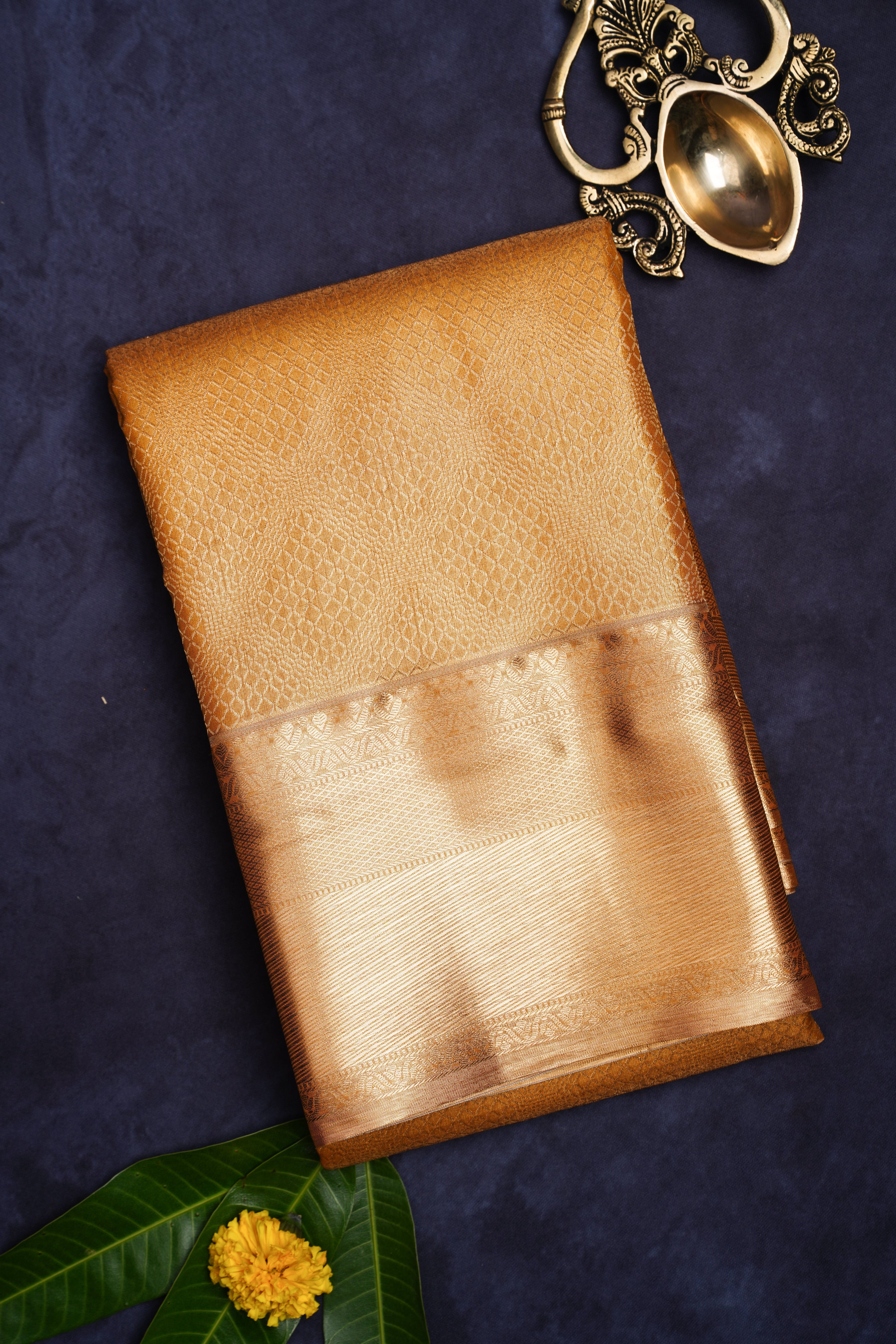 Gold brocade Semi Kanchi Saree