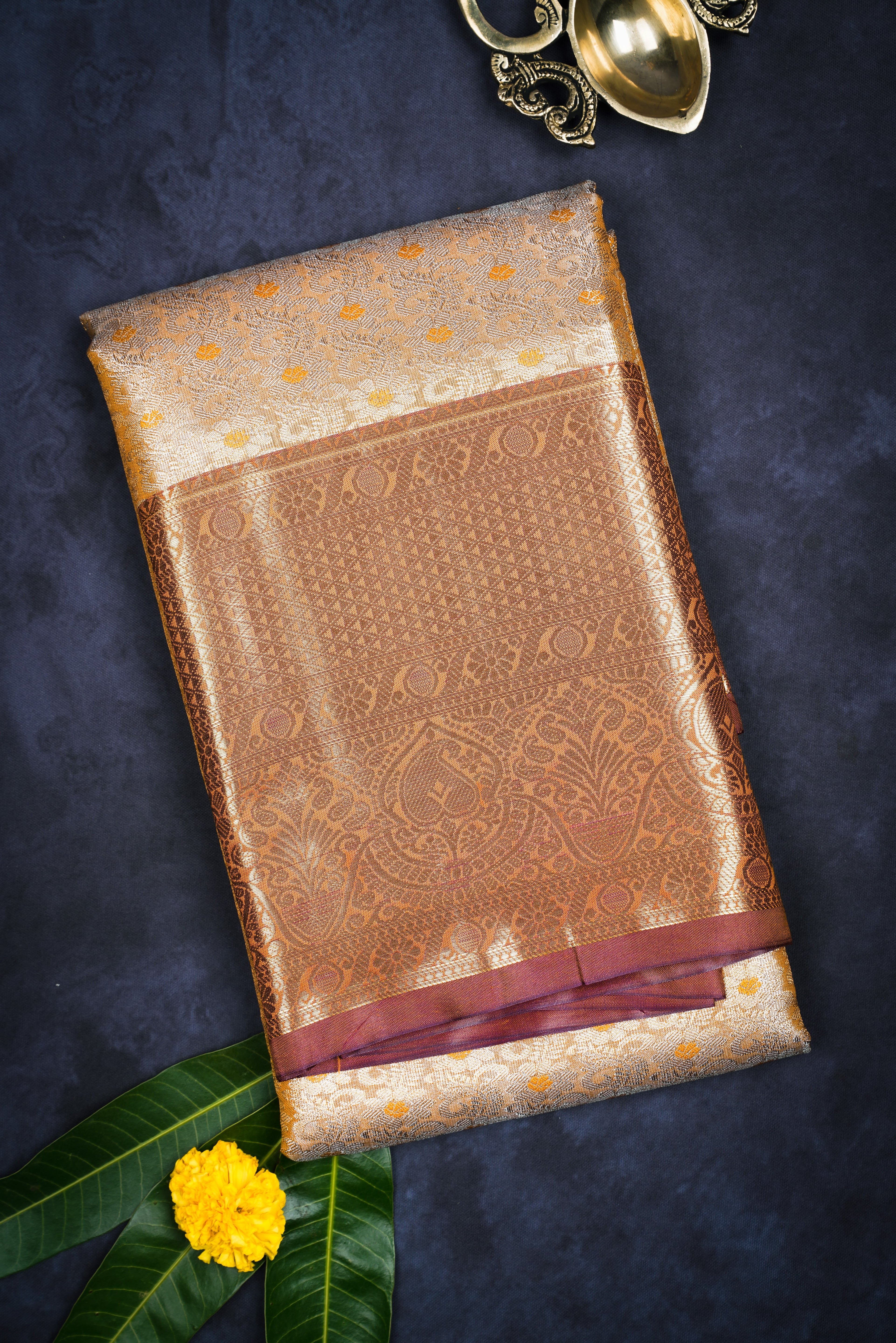 Sandal tissue semi kanchi saree