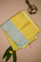Bluish grey semi soft silk saree