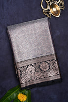 Metallic Grey semi kanchi saree